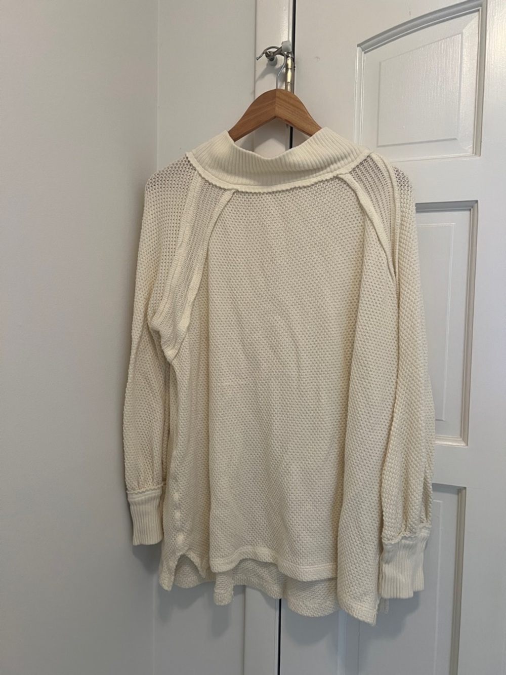 Free People Cream Knit Cowl Neck Sweater